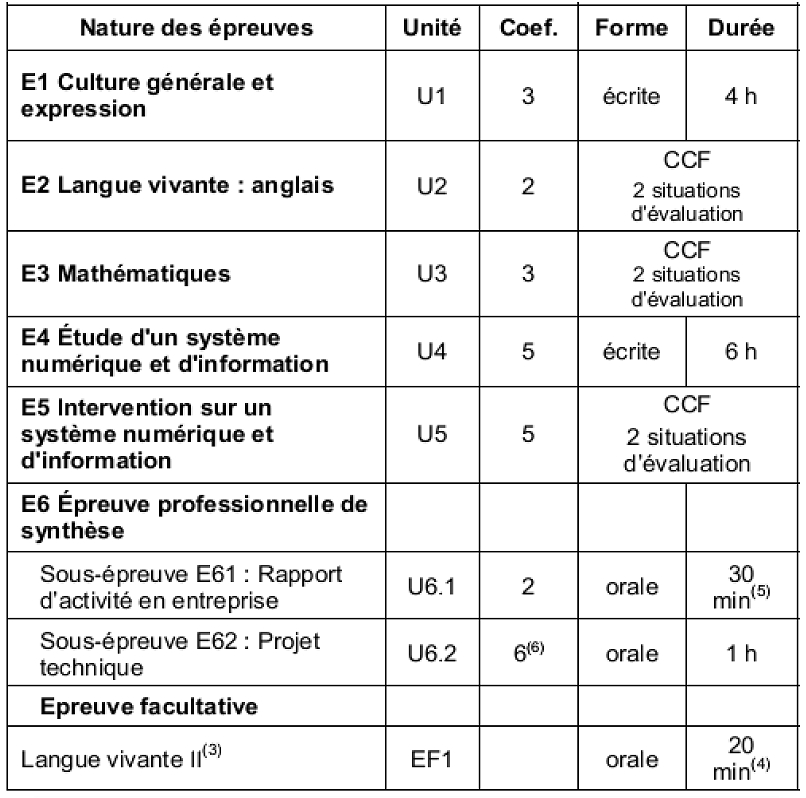 Organisation de l'examen 